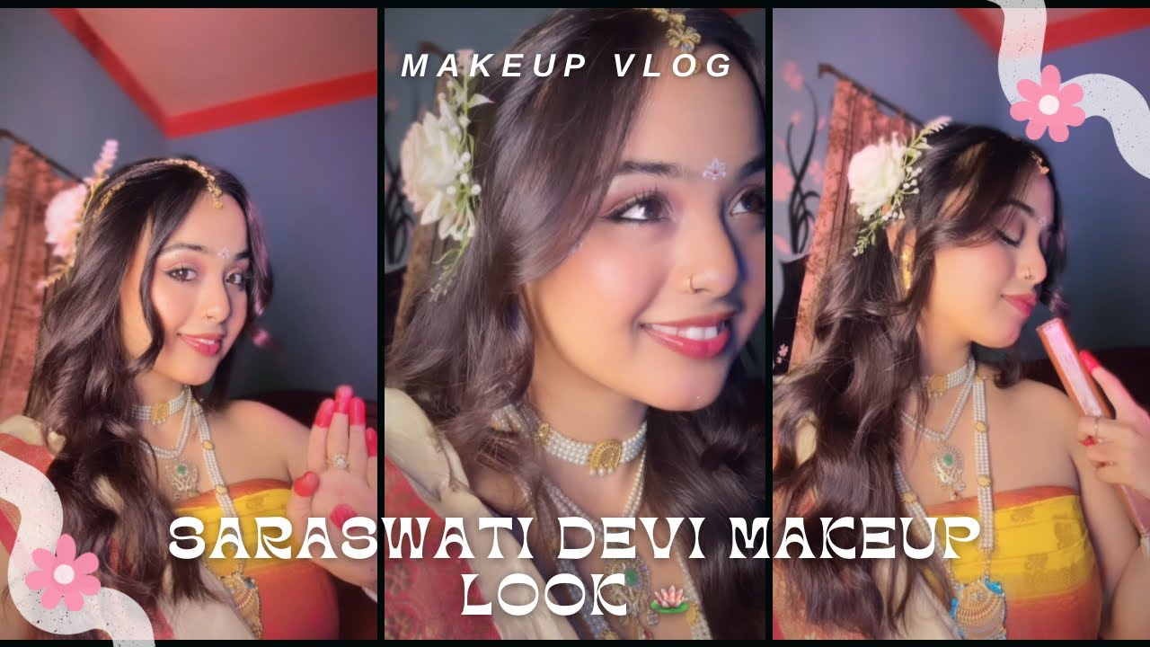 Saraswati devi look creation 🦢🤍 | Content creator life🫶🏻