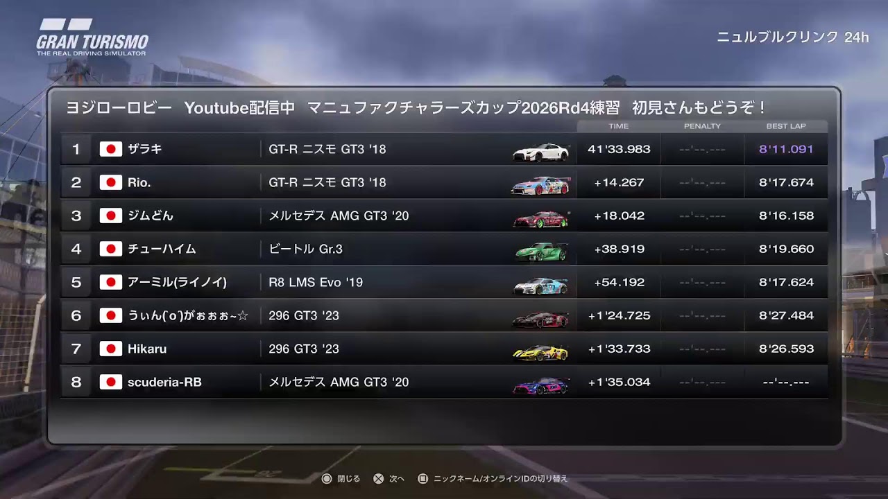[GT7]ヨジローGT　ニュルっと行こうぜ！