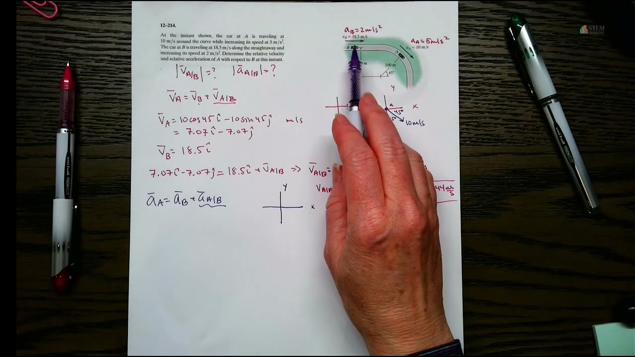 Relative motion with normal and tangential acceleration - Dynamics