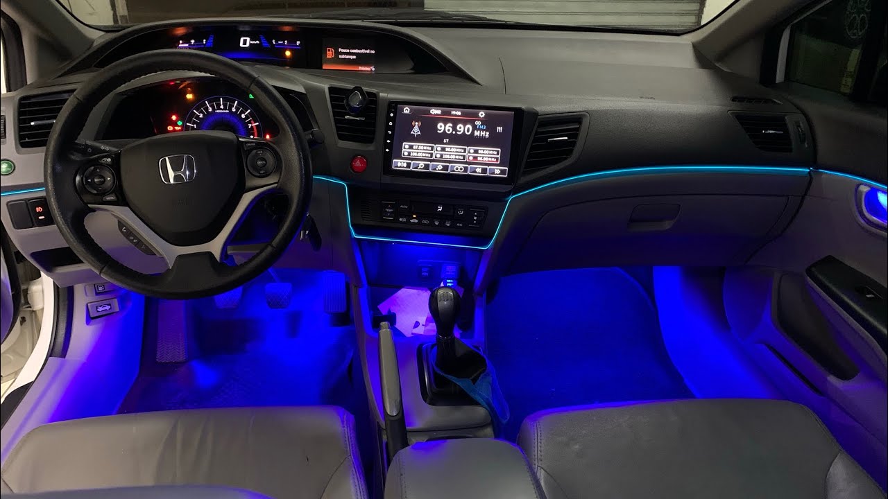 CIVIC G9 2012 ate 2016 Instalamos as Fitas Neon Painel e Portas Soleira e Lâmpadas Led Multimidia
