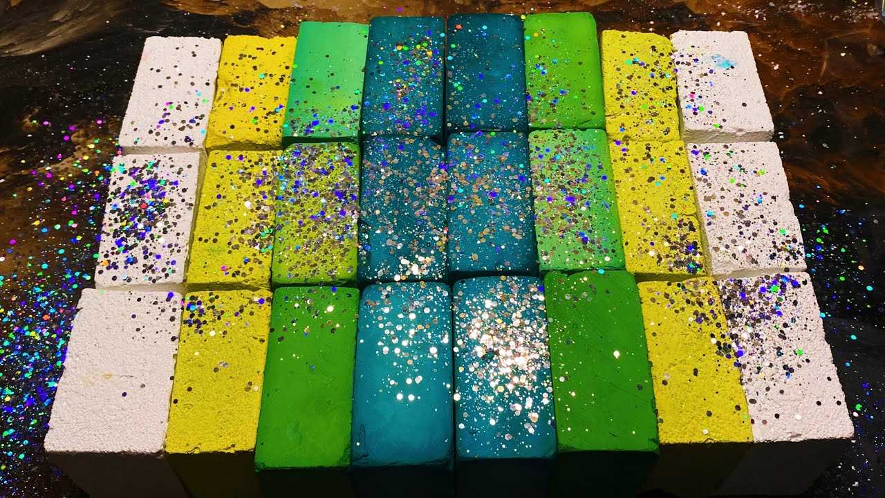 Gym Chalk Mass Crush | Deep Dyed Emerald, Green, Neon Yellow & Plain Reformed blocks~Happy Sunday~💞💞