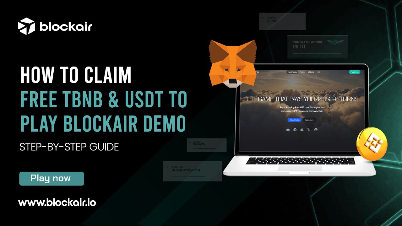 Claim Free tBNB & USDT on Desktop | Step-by-Step Guide to Play BlockAir Demo on BSC Testnet