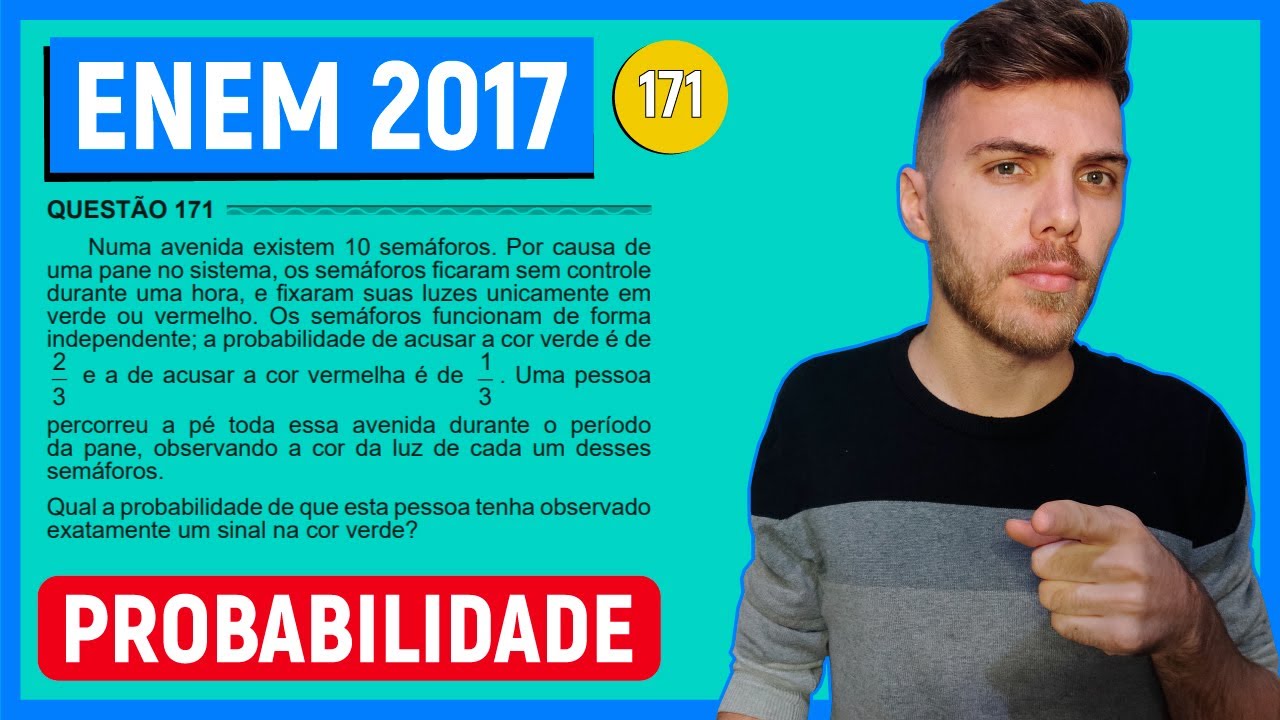 🛑PROBABILIDADE - 171 Enem 2017 - Numa avenida existem 10 semáforos. Por causa de uma pane no
