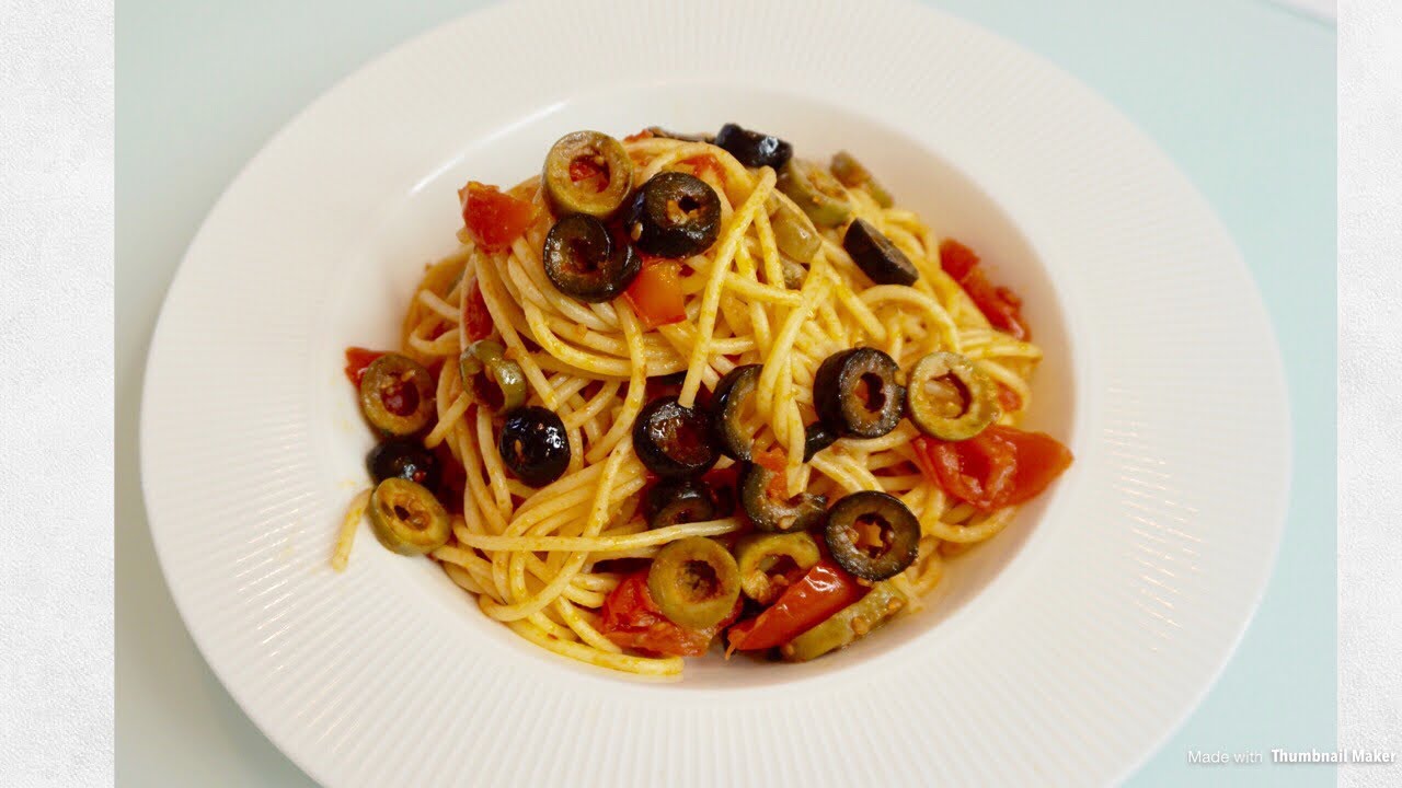 Mixed Olive Spaghetti Recipe |Vegan Recipe