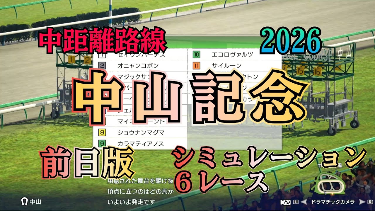 中山記念 2026 G2  前日版 シミュレーション ６レース 