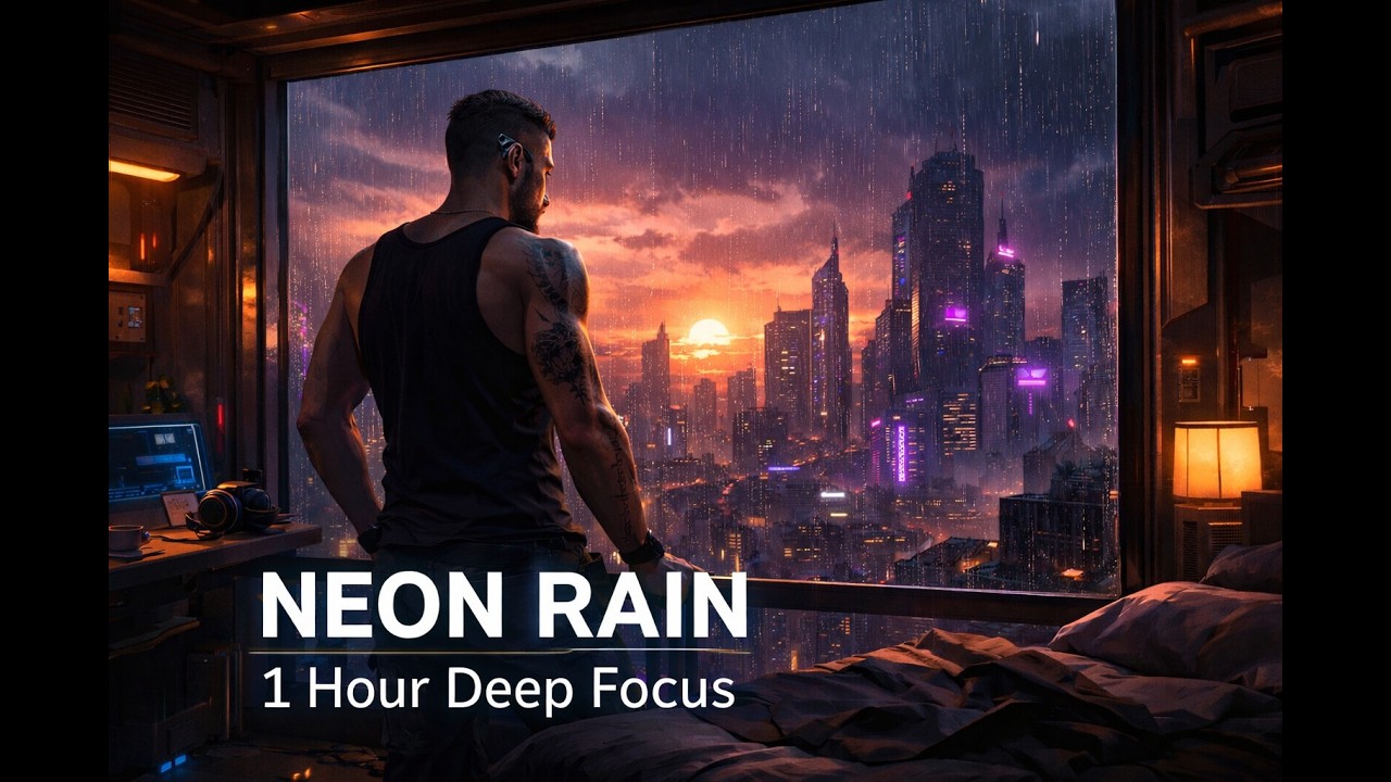 Neon Circuit Rain Session 01 🌧️ | Minimal Cyberpunk Lofi for Deep Focus (1 Hour)