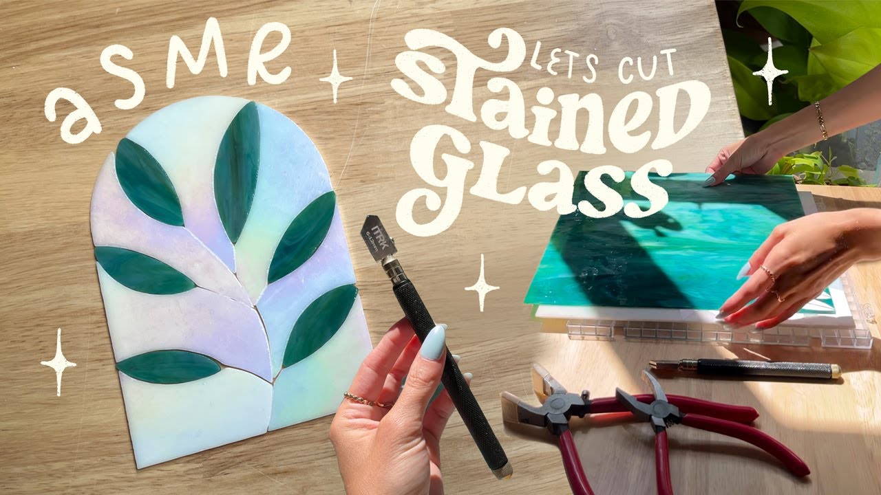 asmr glass cutting ☁️ make stained glass with me