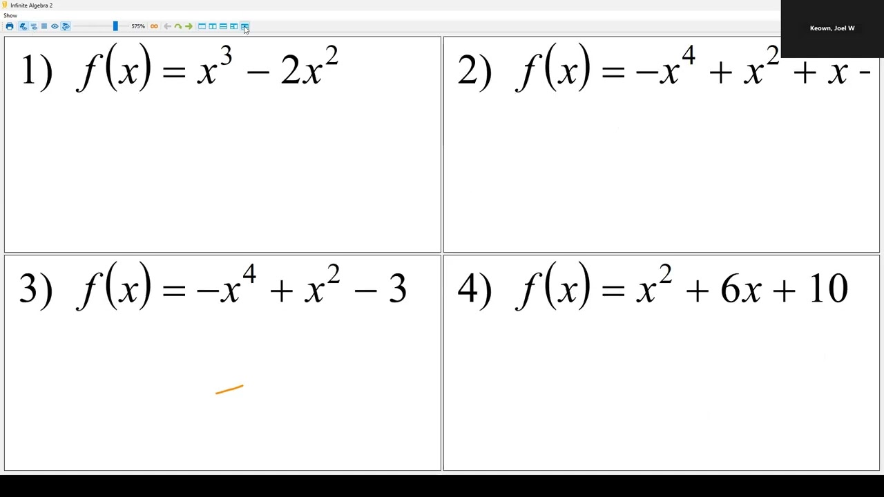 Algebra 2H 3.7 Graphs of Polynomial Functions