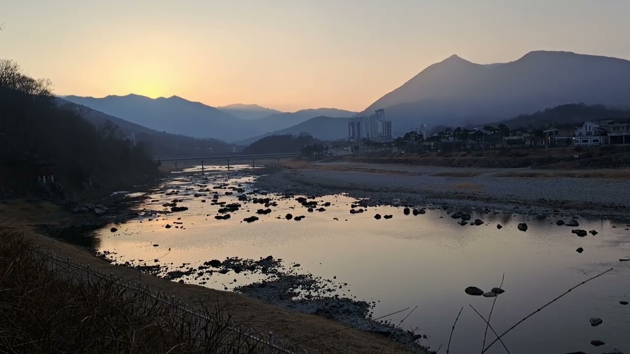[BGM/힐링] 저녁노을이 흐르는 경호강(2026-2-12일 저녁쉼터) 오늘도 수고하셨습니다.