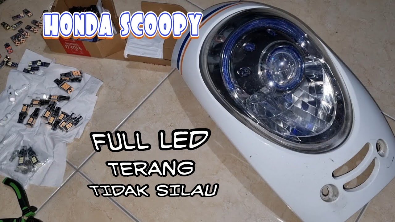 Cara ganti lampu depan headlamp LED Honda Scoopy | Terang tidak silau