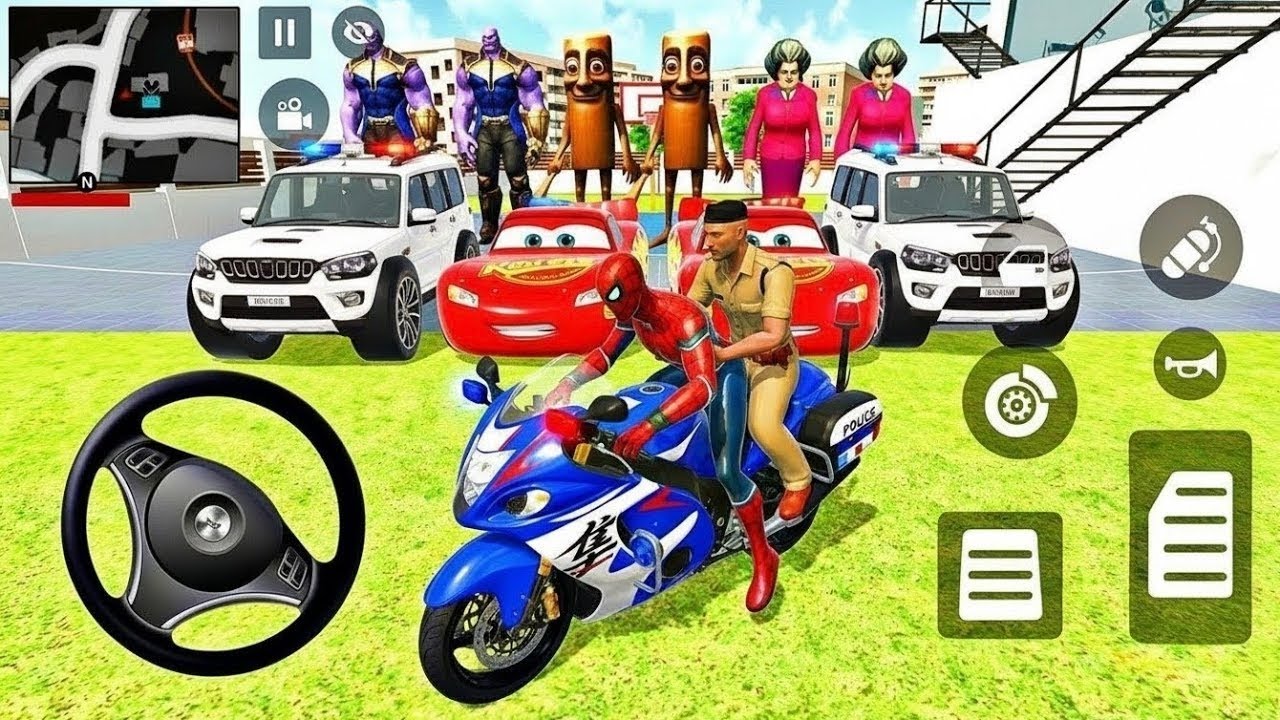 🥰 Modified Police Bike & Mc Queen Car 🦚 Spiderman Drive Police Car 🚓 3D Game 🎉Monster Car Showroom 👑
