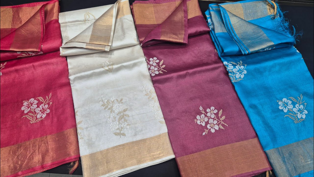Premium Pure Kosa Silk Saree | Rich Embroidery Work | Chhattisgarh Kosa Saree with zari border