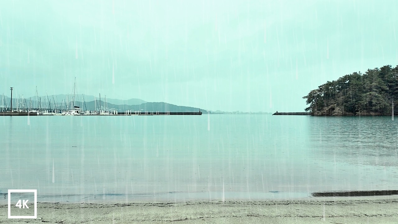 【4K Fixed Camera with BGM】 Rainy Odo Park, Fukuoka, Japan | Relaxing Piano & Rain Sounds