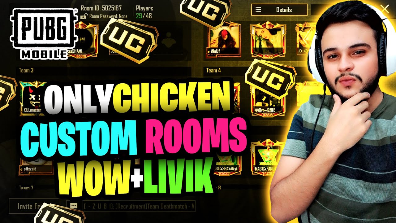 🔴ONLY CHICKEN UC LIVE CUSTOM ROOMS - PUBG MOBILE