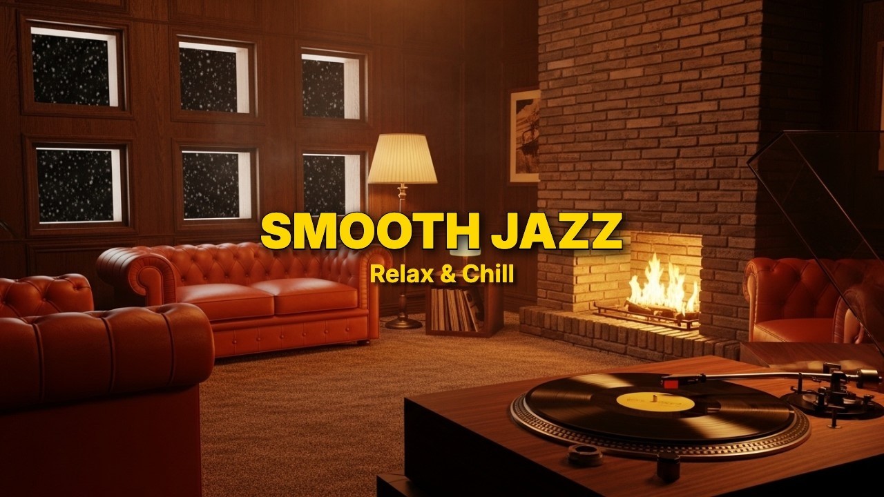 Midnight Slow Jazz Lounge 🔥 Soft Fireplace & Café Vibes