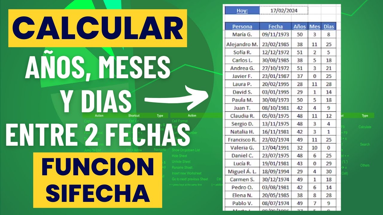 CALCULAR A&Ntilde;OS MESES Y DIAS EN EXCEL ENTRE DOS FECHAS #Excel #Exceltips #exceltutorial