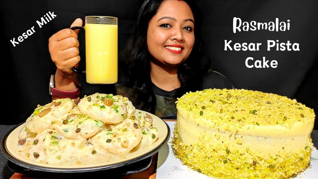 Eating Cake, Rasmalai, Kesar Milk | Mukbang Desserts ASMR | Cake ASMR