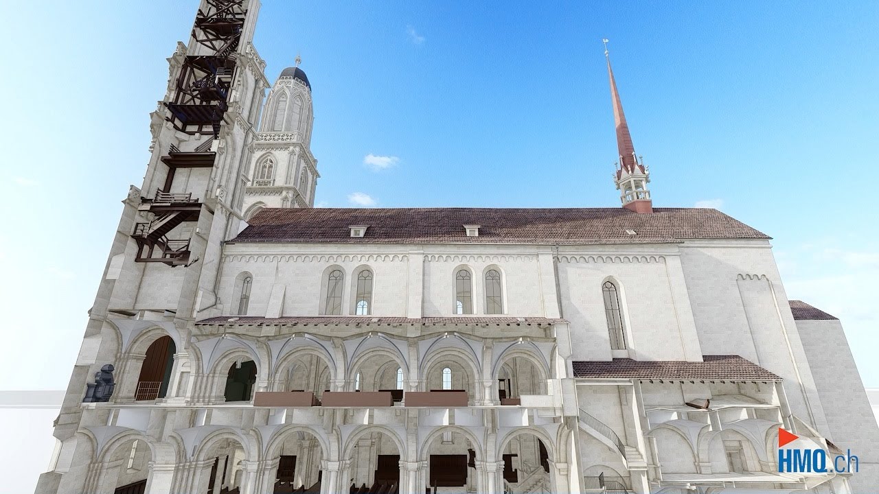 3D-Modell vom Grossmünster in Zürich