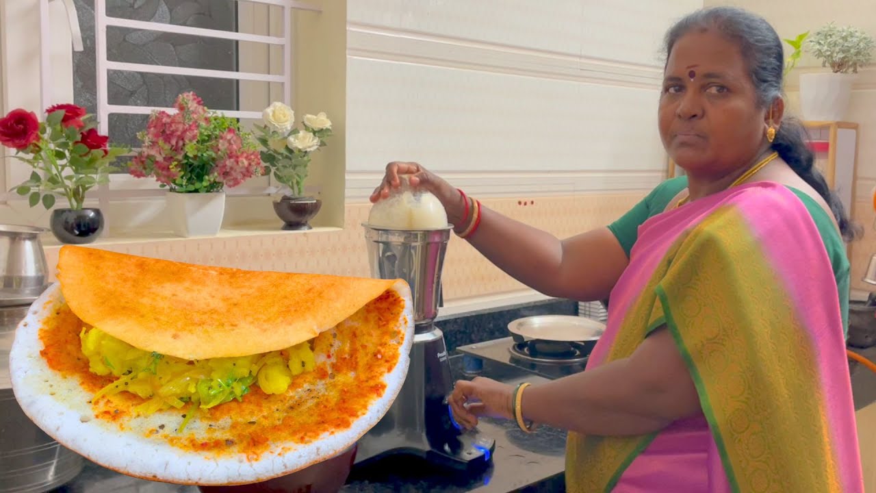 மசாலா தோசைக்கு மாவு அரைத்து மொறுமொறுனு இப்படித்தான் செய்யணும் @MalarAmmaSamayal