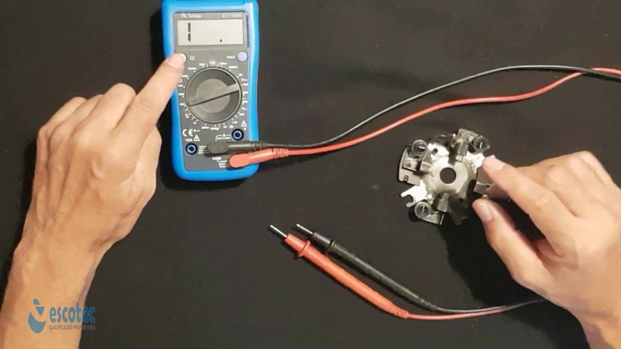 Como testar porta escovas motor de arranque com multímetro ohms