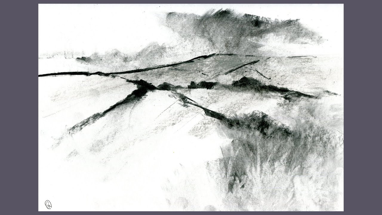 Loose Charcoal Landscape Drawing