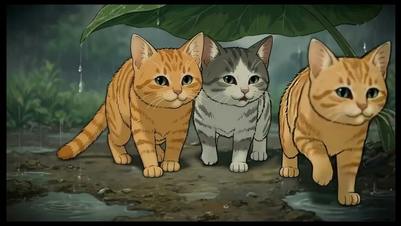 The little girl and the cat in the rainy day#cat  #cartoon  #ghiblilofi    #lofipiano  #animelofi