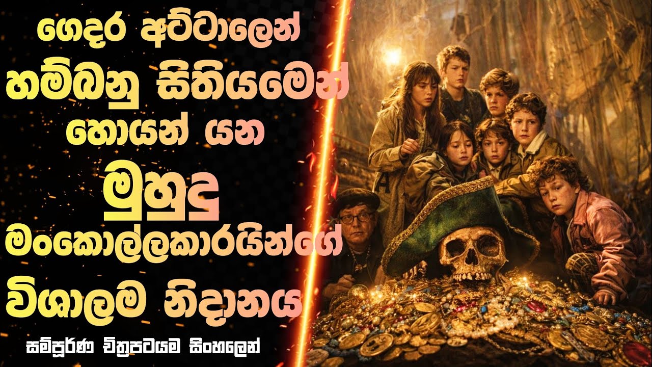මුහුදු කොල්ලකාර ඉතිහාසයේ විශාලතම නිදානය සොයා ගිය චාරිකාව | The Goonies Film Review Sinhala