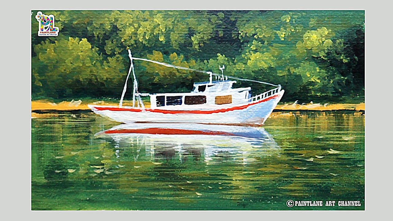 How To Paint A Boat In Landscape Art With Easy And Simple Brush Strokes || PAINLANE'S PAINTING