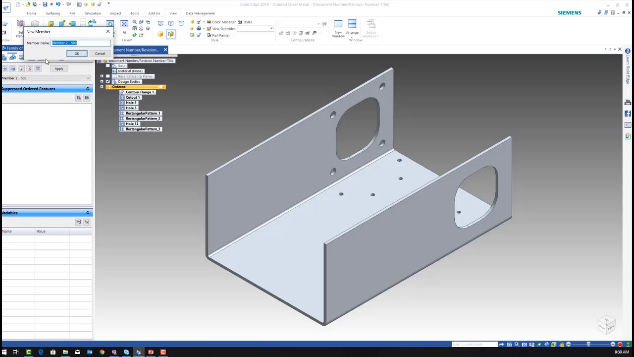 Solid Edge Family of Parts SE 2019
