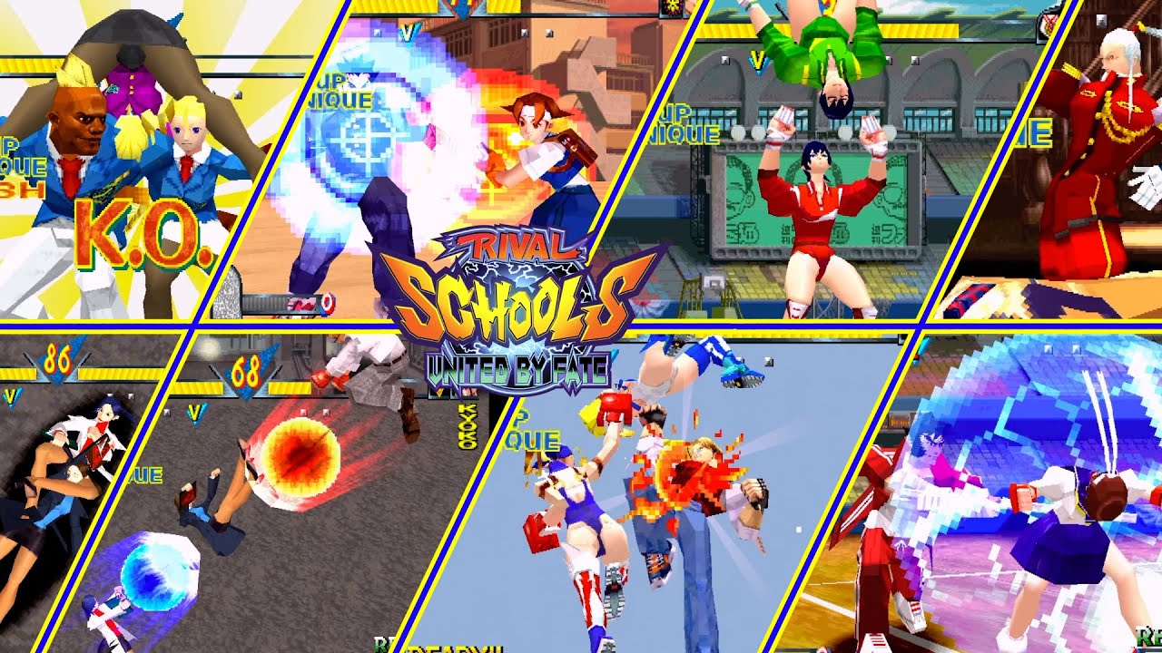 Rival Schools United by Fate : All Super Moves and Team Up Attacks