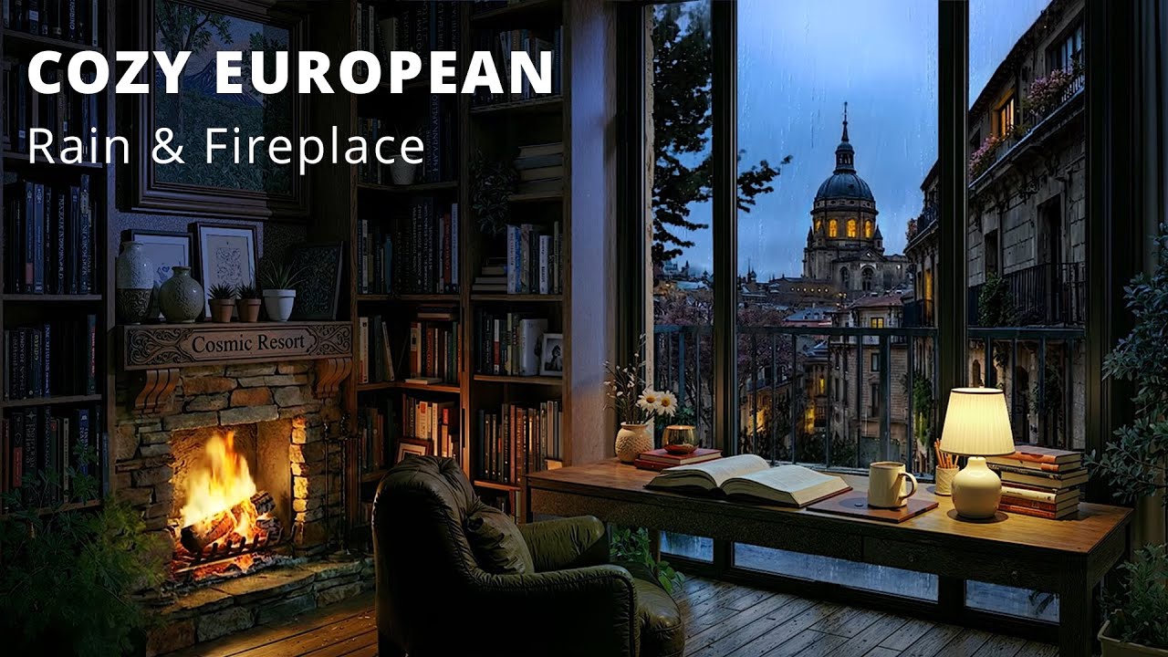 Cozy European Rainy Study Room ☕🌧️ Focus & Relaxation