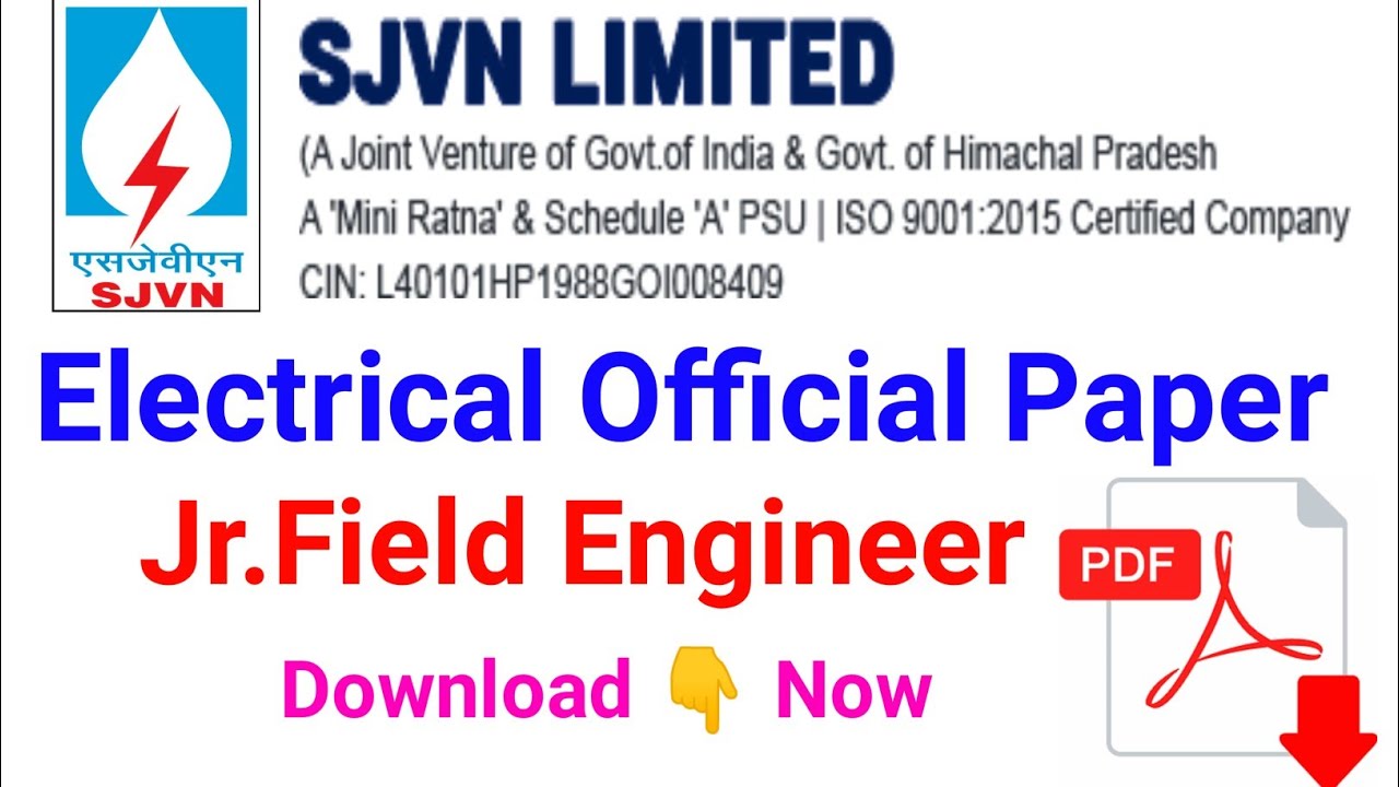 SJVN Jr.Field Engineer Electrical Official Exam Paper