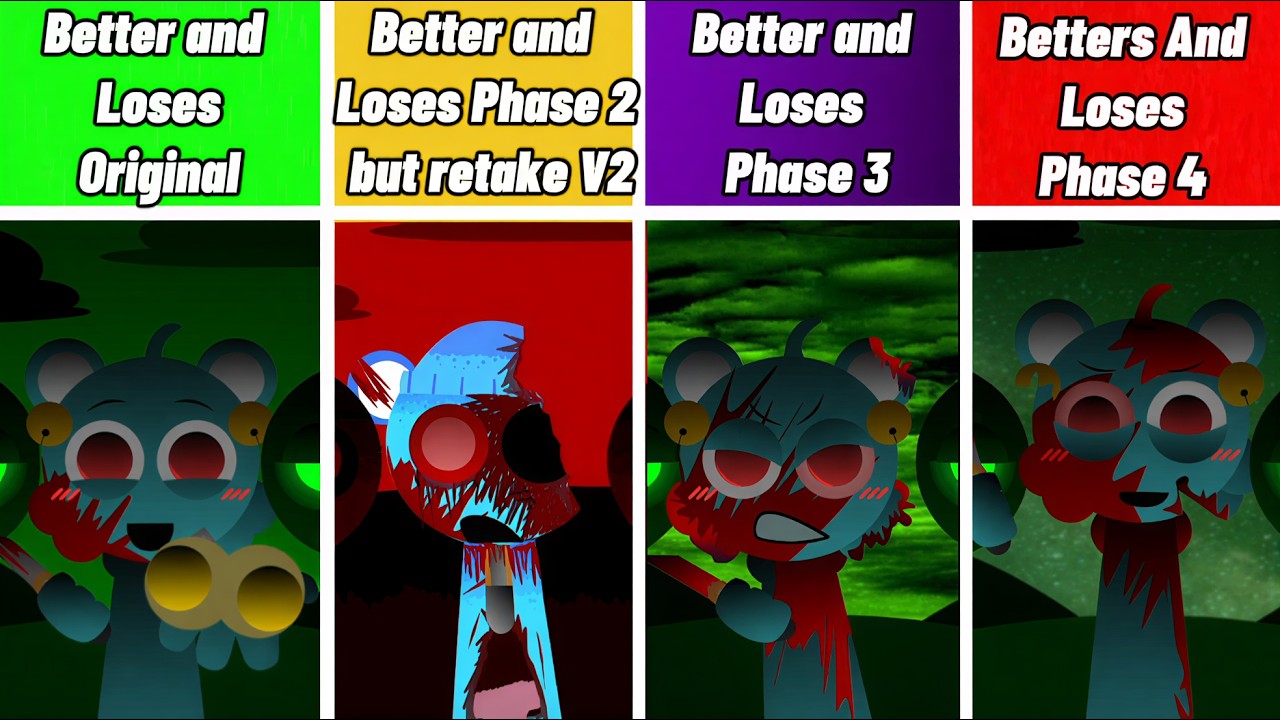 Incredibox Sprunki: Better and Loses vs Phase 2 but retake V2 vs  Phase 3 vs Phase 4.Which One Wins?