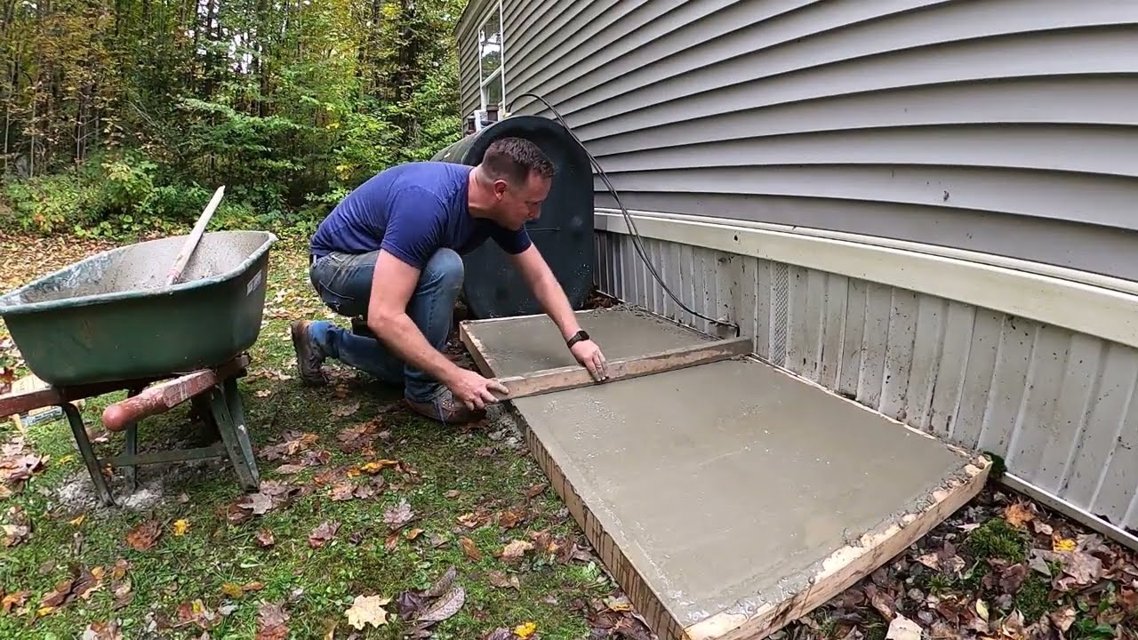 Sketchy oil tank to Quikrete slab pour on single wide mobile home!