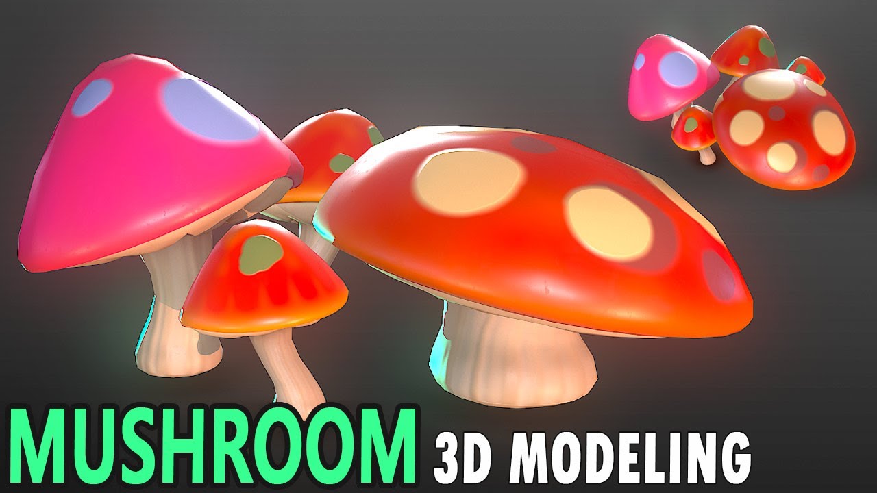 Stylized Mushroom 3D model in Autodesk Maya and Substance Painter