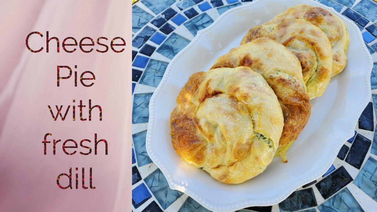 Moldovan traditional Cheese Pie with fresh dill