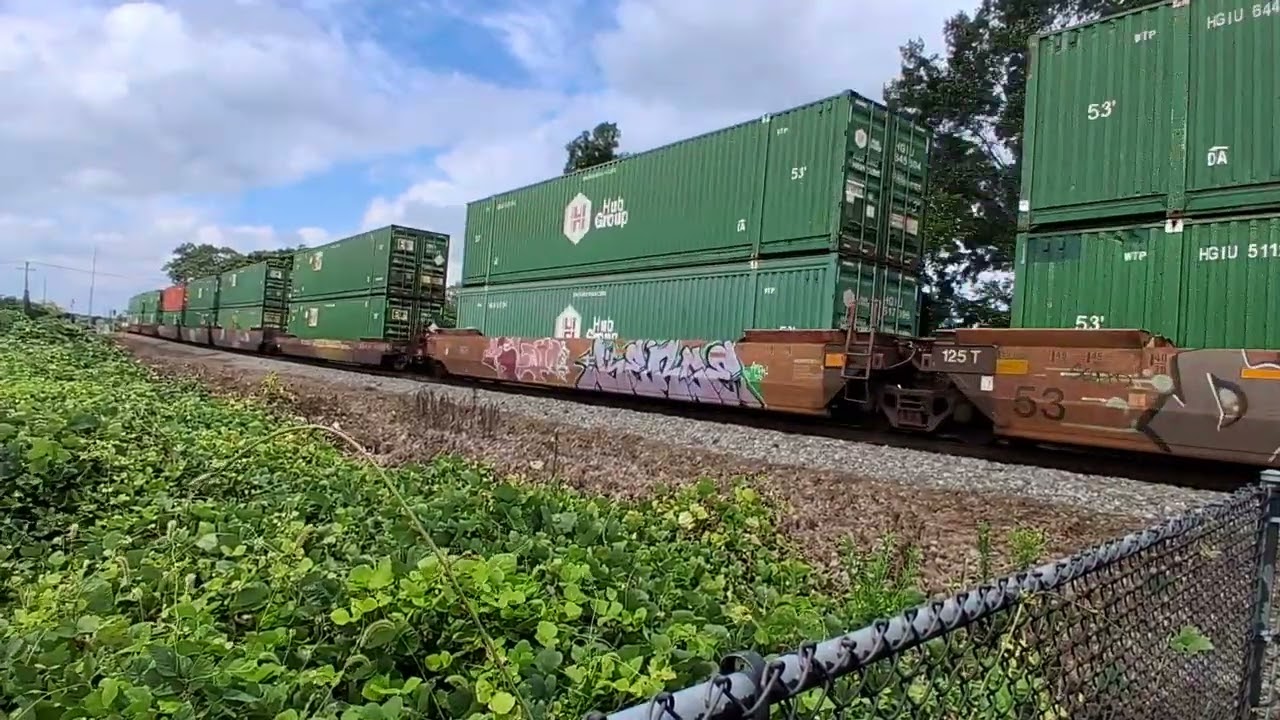 NS 28R Containers   Pigs knocking down Magnolia Holdouts 8 9 25 ES44DC SD70ACe  head  Duo AC44s Mid