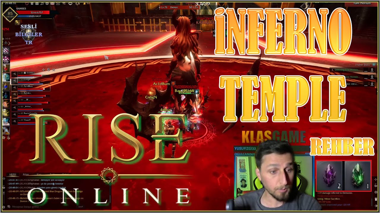 Rise Online - İNFERNO TEMPLE Nedir - Gameplay ve Rehber 30 DK 3000 BP Mi Çok iyi- Sesli Bilgiler TR