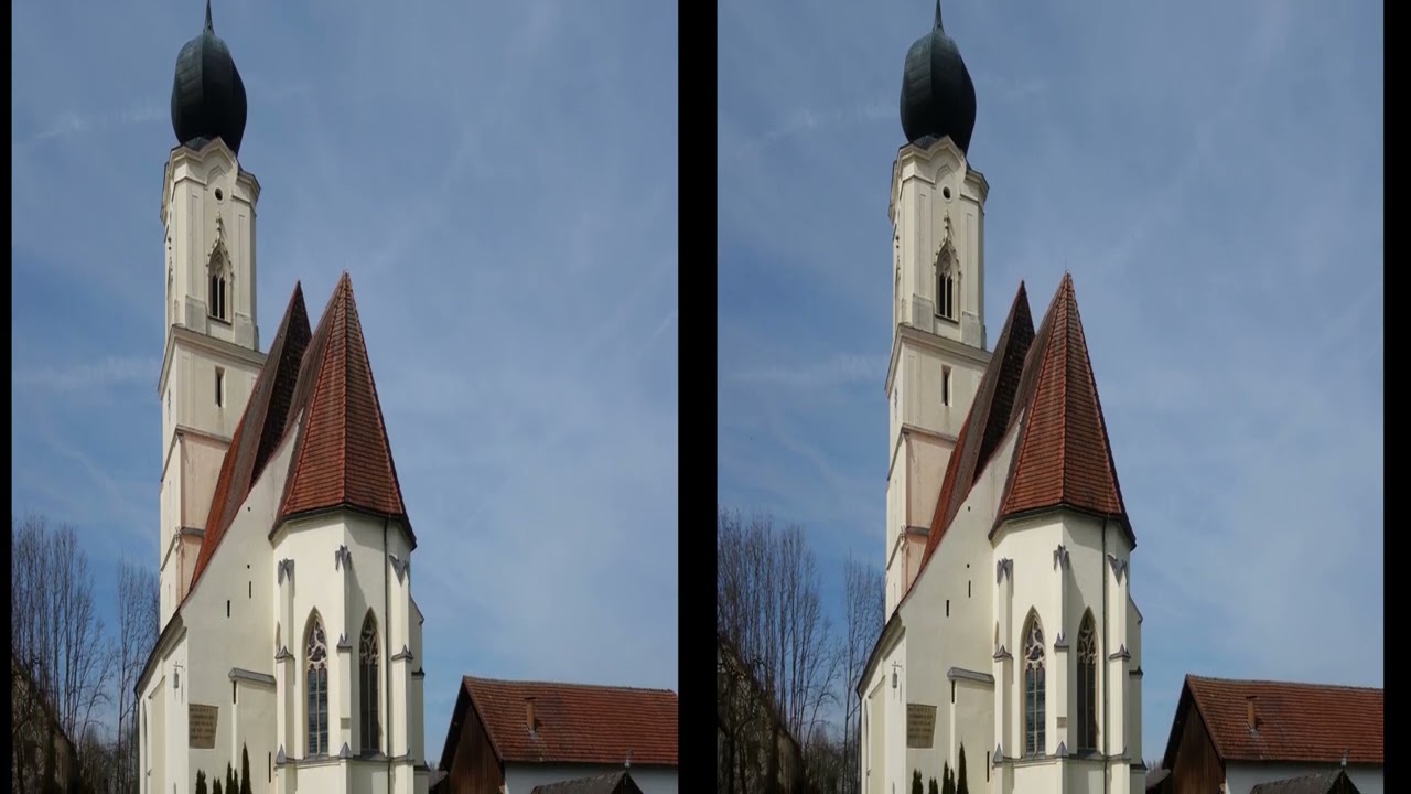 St Salvator und Grong&ouml;rgen, Diaschau 3D 4K -  Pilgrimage churches in Passauer Land - parallel view