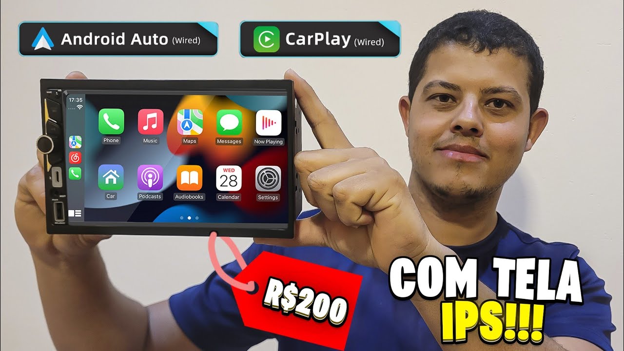 Tela IPS + Android Auto + CarPlay por Apenas 200 Reais