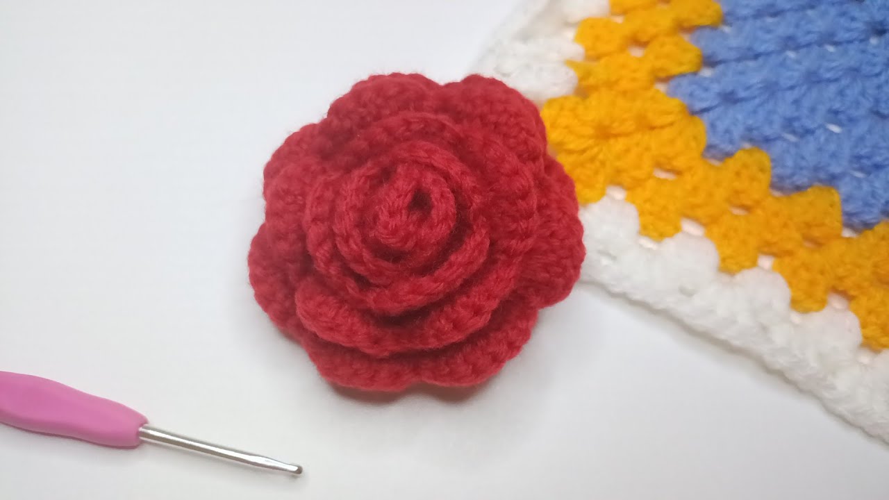 Trandafir crosetat | Cum crosetam un trandafir simplu | Tutorial de crosetat