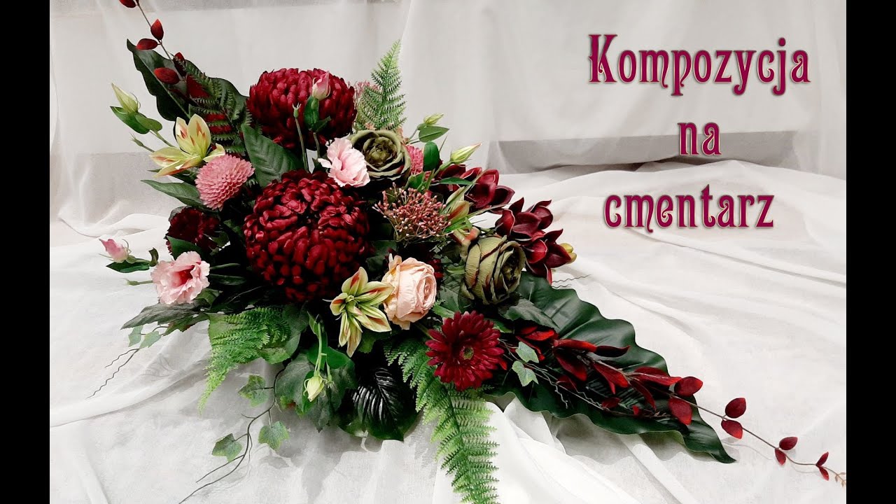 Композиция ко Дню всех святых с бордовыми хризантемами // как сделать