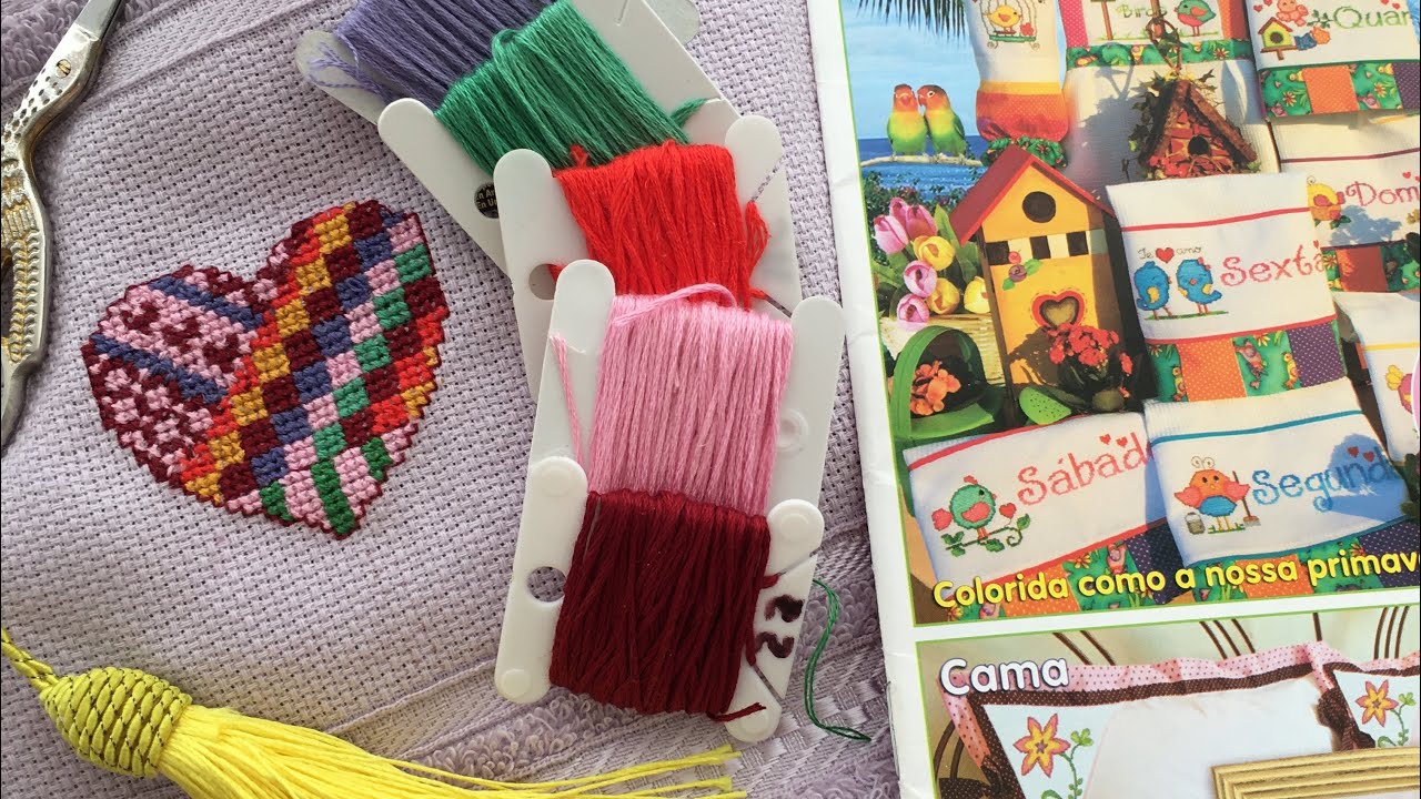 Ponto Cruz coração retalhos( parte 2)