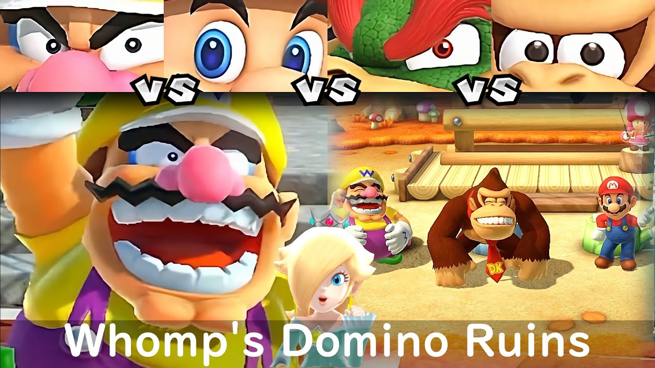 Super Mario Party Wario vs Mario vs Bowser vs Donkey Kong #72 Whomp's Domino Ruins