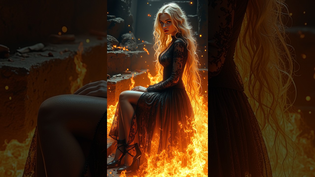 Fire and Magic Halloween Costumes for American Witch Girls | 4K | Music | A.I. Art Lookbook
