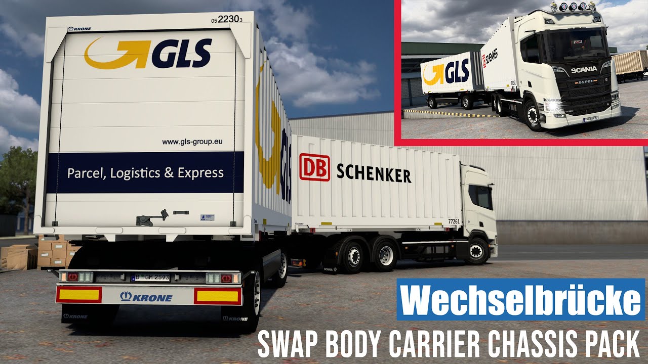 ETS2 Mods 1.42 ▶️ Swap Body Carrier Chassis Pack v1.2 Wechselbrücke - MEGA MOD