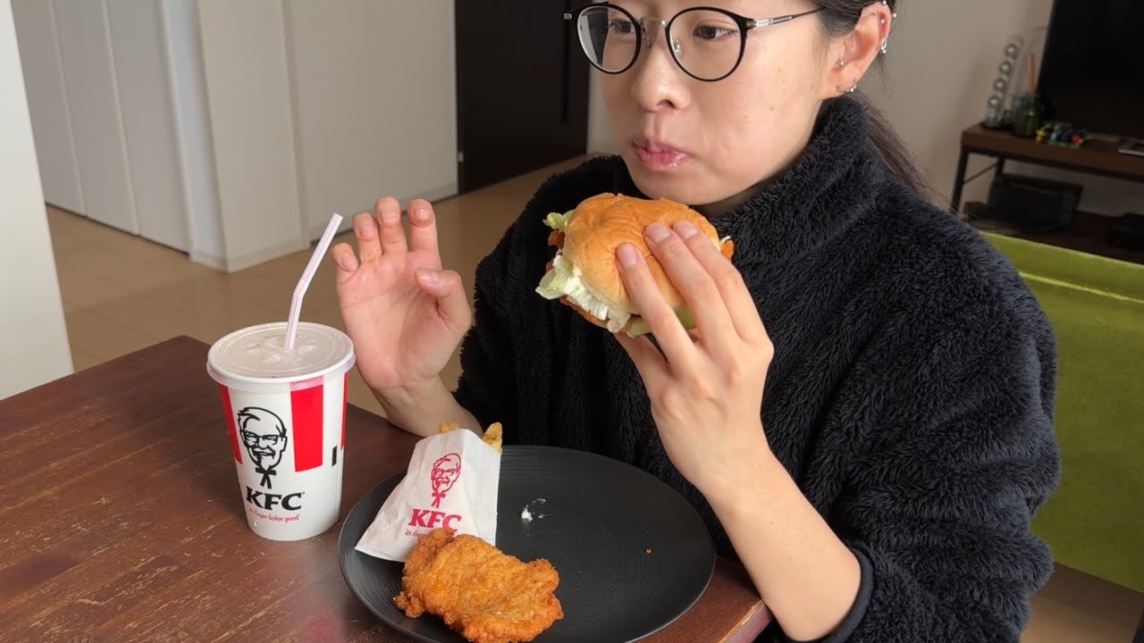 【失敗作？】ASMR ケンタッキー ダブルチキンフィレバーガー🍔🍗🍟【咀嚼音/Mukbang/Eating Sounds】