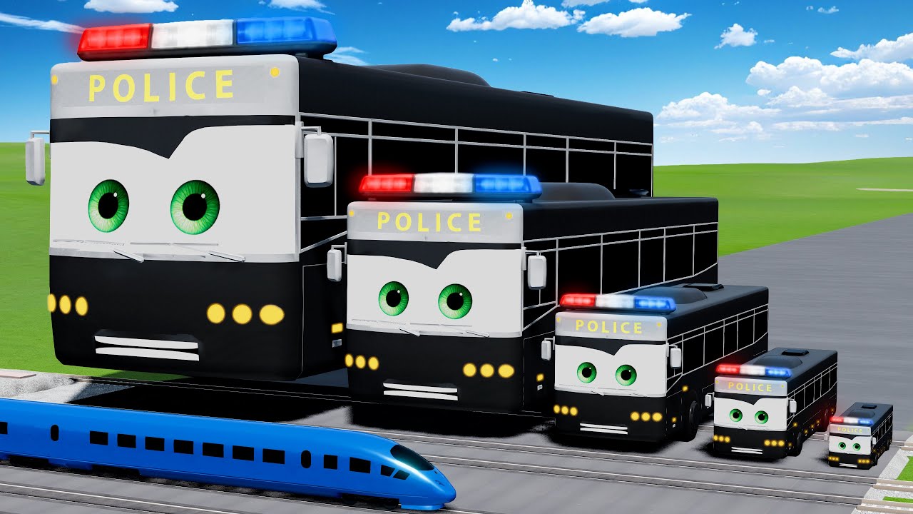 Big & Small Lightning McQueen Bus Police VS Train | BeamNG.drive