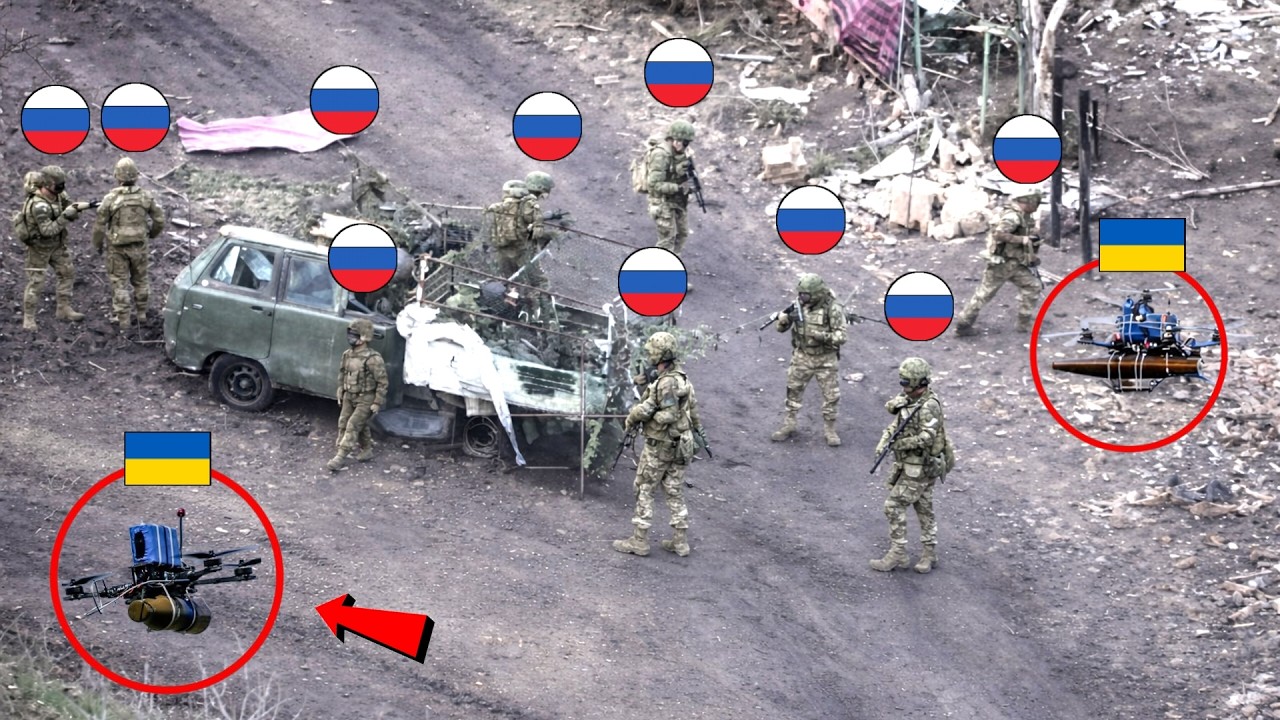 Russian Soldiers Realized Two Ukrainian Drones Had Spotted Them — But It Was Too Late!