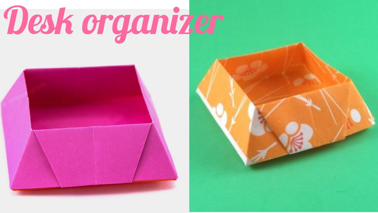 ORIGAMI DESK ORGANIZER FROM PAPER | SCHOOL HACKS | PAPER DESK ORGANIZER | ORIGAMI BOX | PAPER BOX